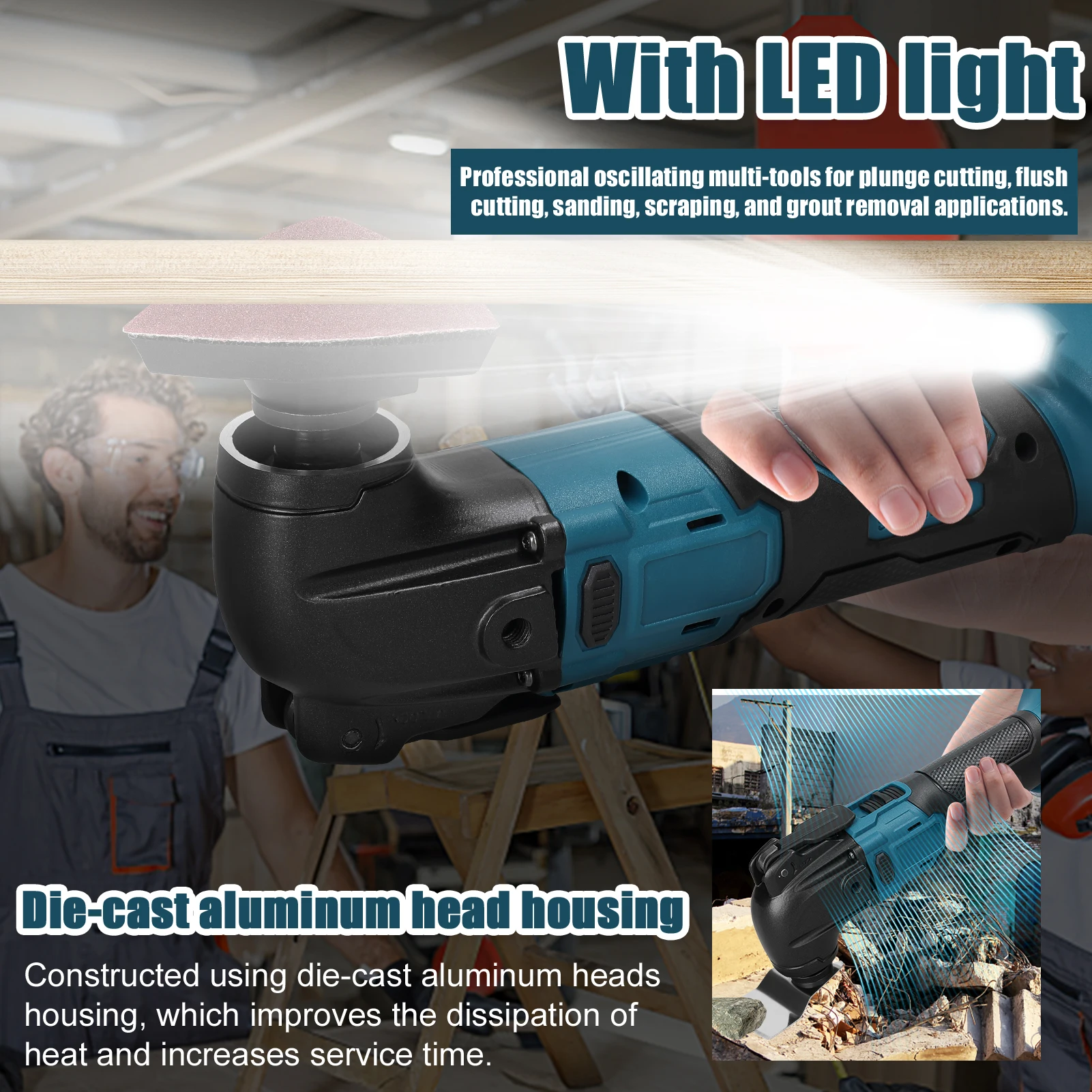 Woodworking Oscillating Multifunction Tool Brushless Motor 6-speed Electric Trimming Shovel Cutting Machine for Makita Battery 5