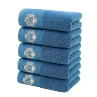 1/5/10 PIÈCES Salle De Bain Coton Serviette 35x75cm 70x140cm Main Visage Serviette De Bain Doux Cadeau Absorbant Sport Serviette Absorbante Bleu Blanc 1