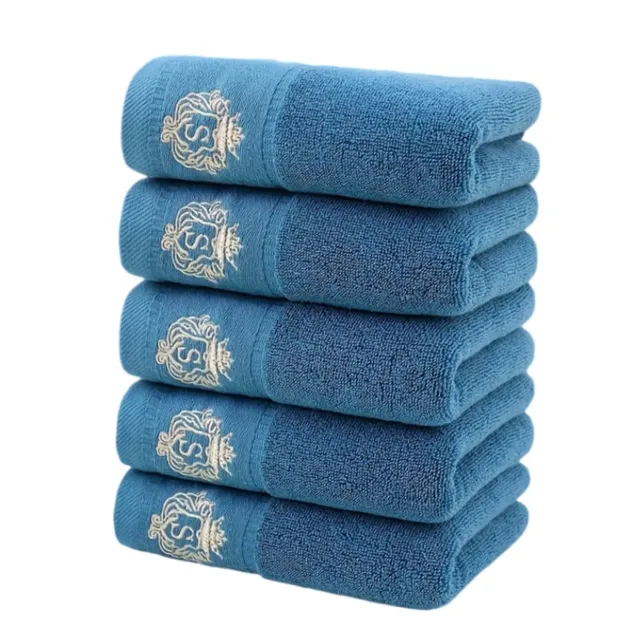 1/5/10 PIÈCES Salle De Bain Coton Serviette 35x75cm 70x140cm Main Visage Serviette De Bain Doux Cadeau Absorbant Sport Serviette Absorbante Bleu Blanc 1
