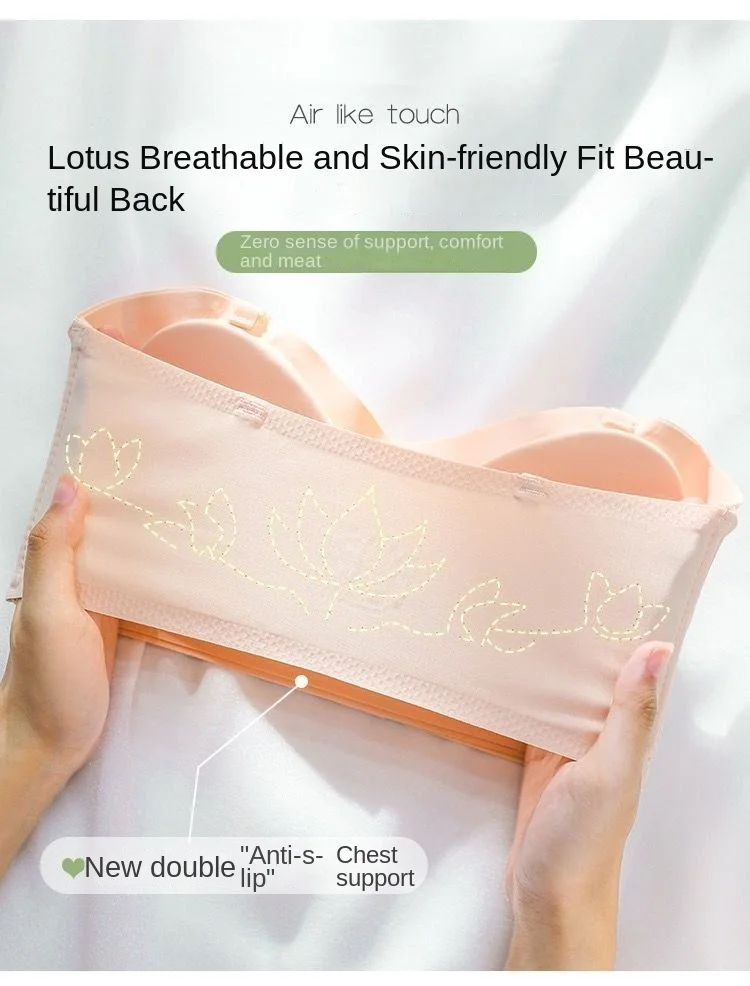 Description Picture 3 of itemSummer Ice Silk No Trace Strapless Underwear Women Small Chest Gathering Non-slip Not Drop Breast Invisible Bra Cover Wipe Chest