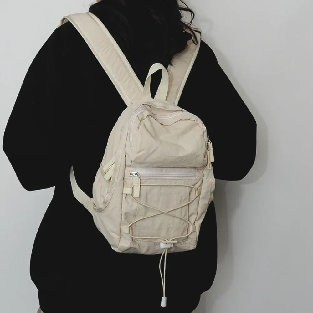 

Unisex Drawstring Nylon Backpack New Outdoor Causal Lightweight Travel Bag Solid Color Simple School Backpack