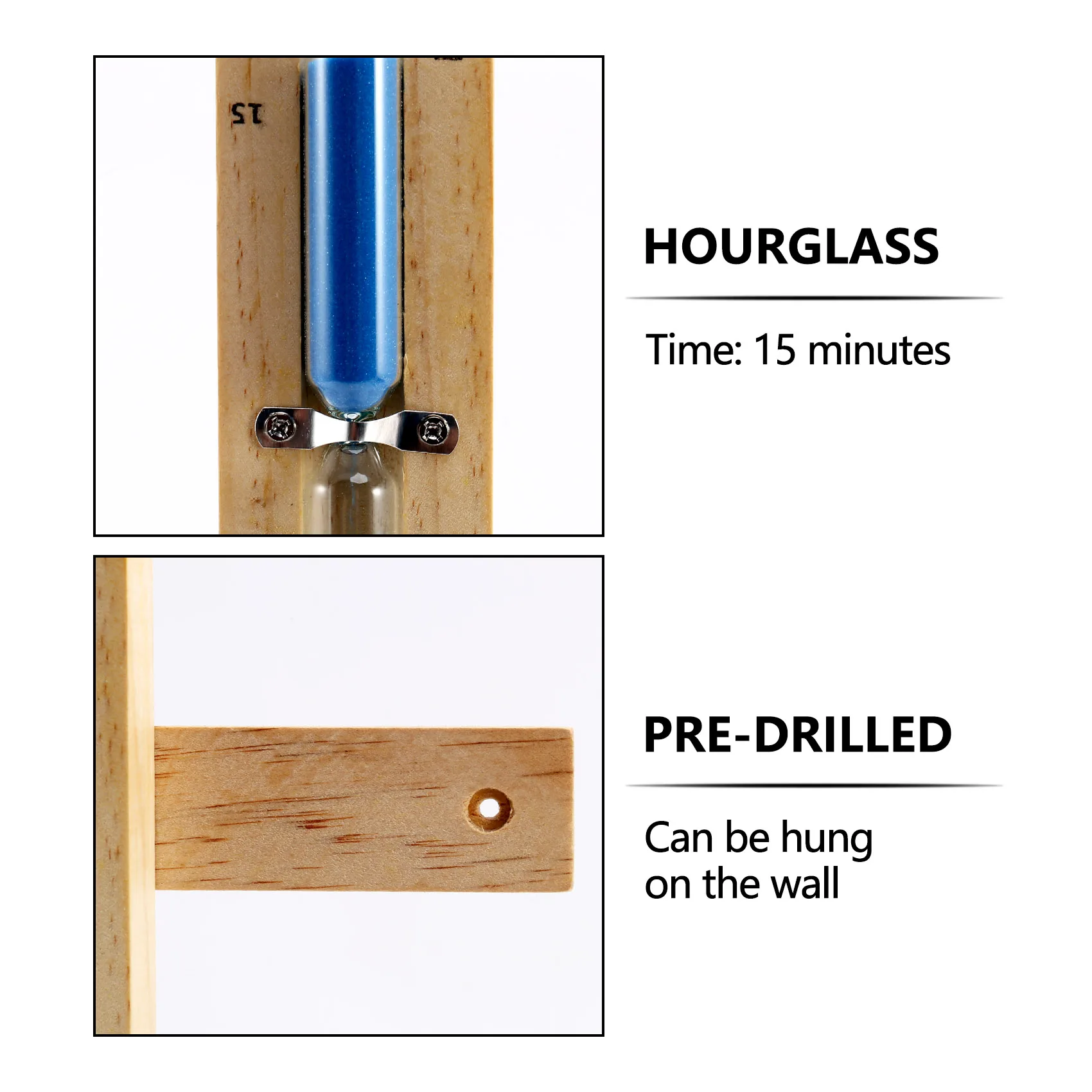 15 Minute Sand Timer Wall Rotating Countdown Clock for Sauna