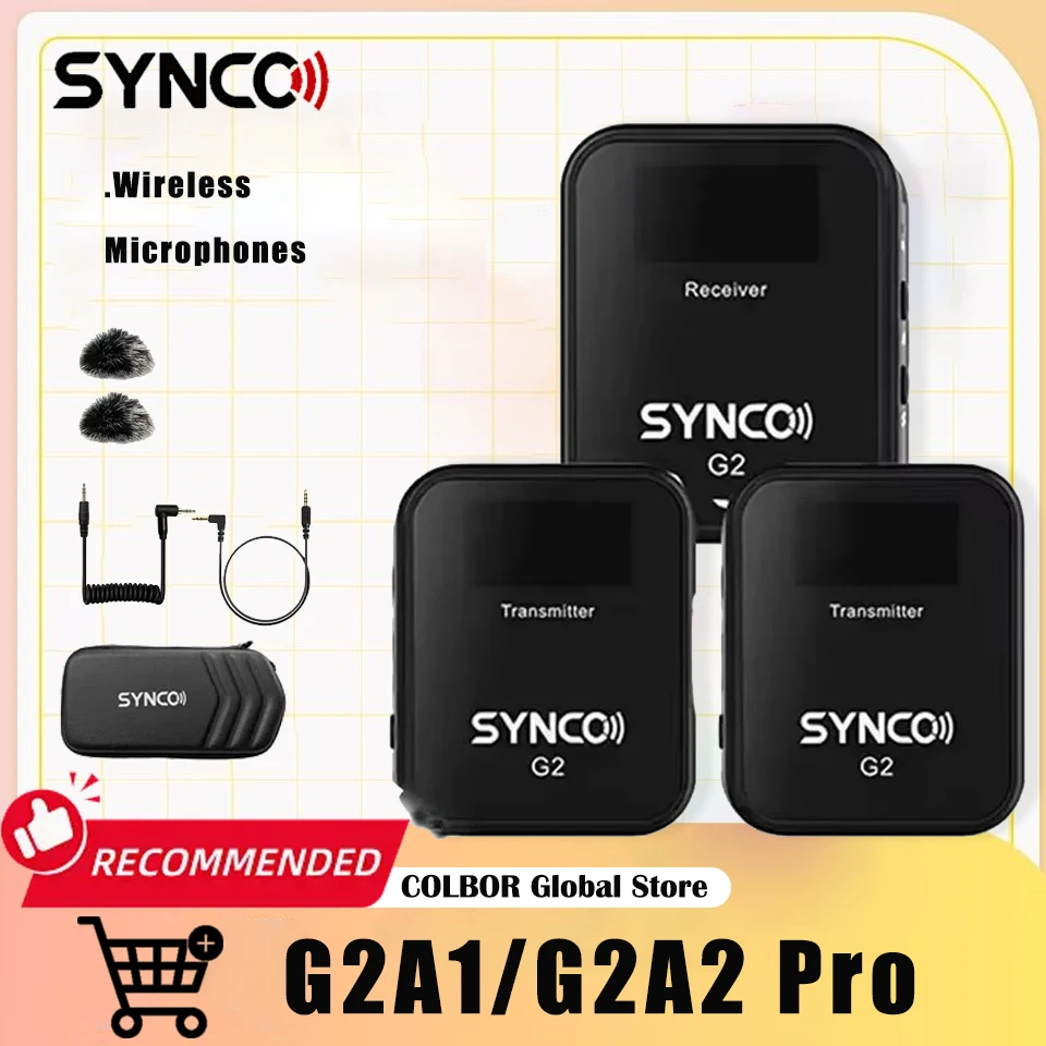 SYNCO G2A1/G2A2 Pro 2.4G Wireless Lavalier Microphone for Smartphone Camera Video Vlogging Streaming YouTube Live Interview
