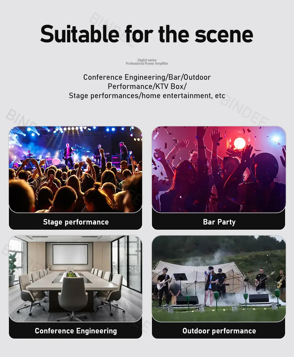 Slim 1U 2-channel professional digital power amplifier for stage performance conference school home karaoke outdoor amplifier