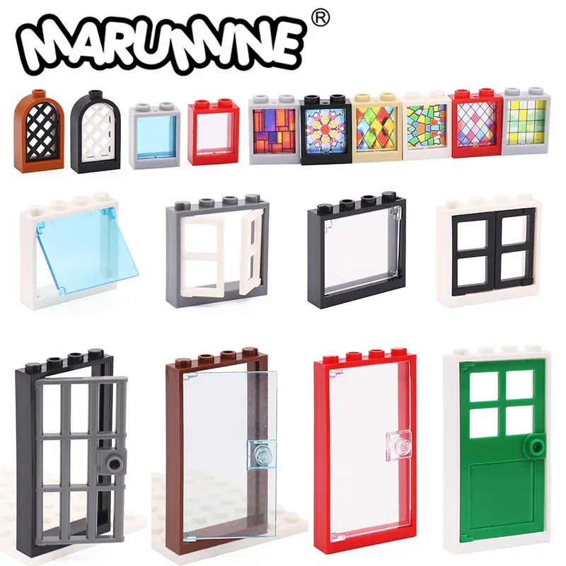 Marumine MOC Bricks Door Frame Window Glass Building Blocks City House Parts Compatible with 60616 60623 60592 6060160603 60594