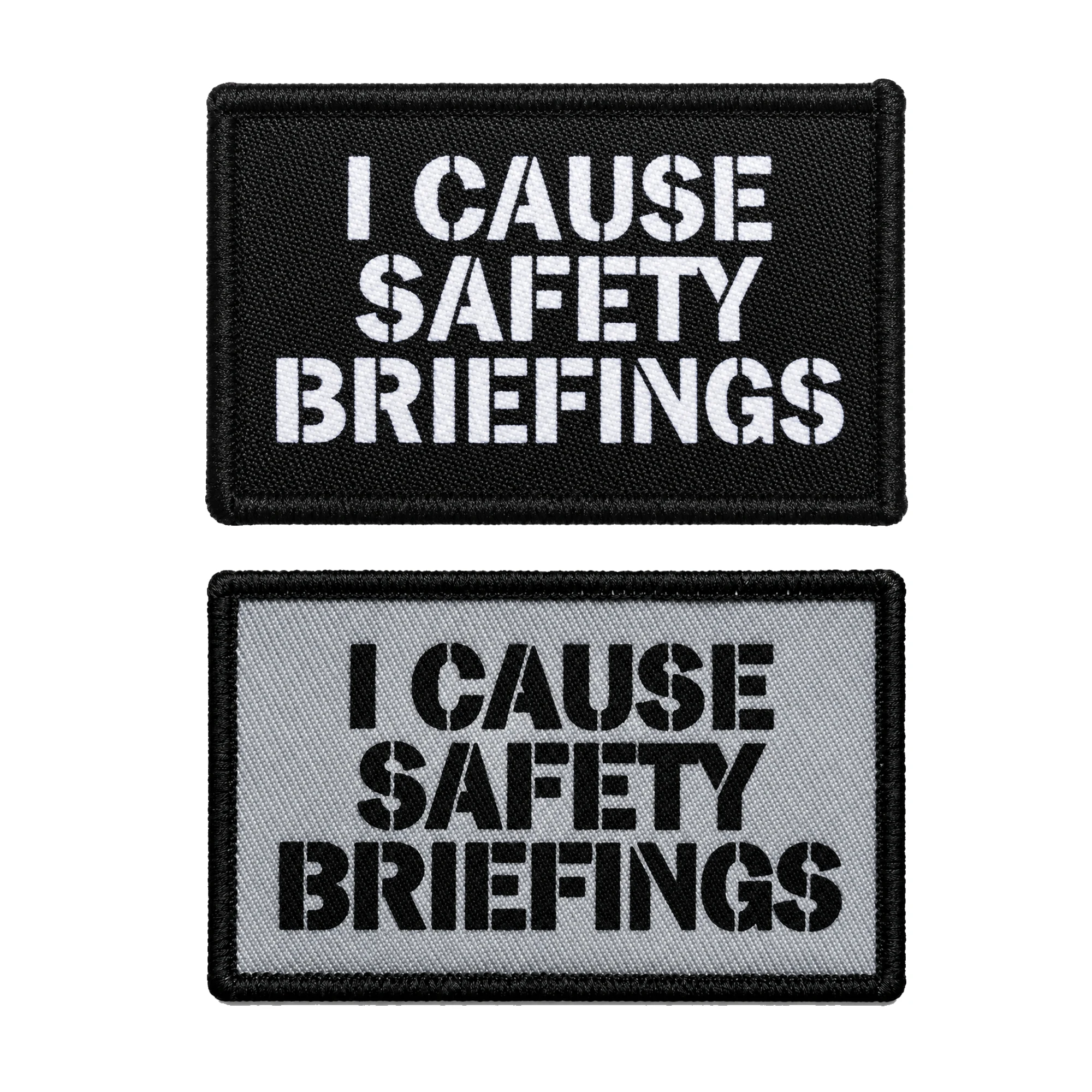 I Cause Safety Briefings Lustiger Aufnäher, bestickter Moral-Patch mit Klettverschluss für Rucksäcke, Jacken, Hüte