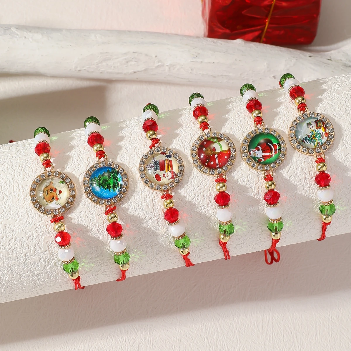 Christmas Decorations Santa Claus Reindeer Soft Clay Bead Bracelet Fashion New Style Holiday Jewelry for Women