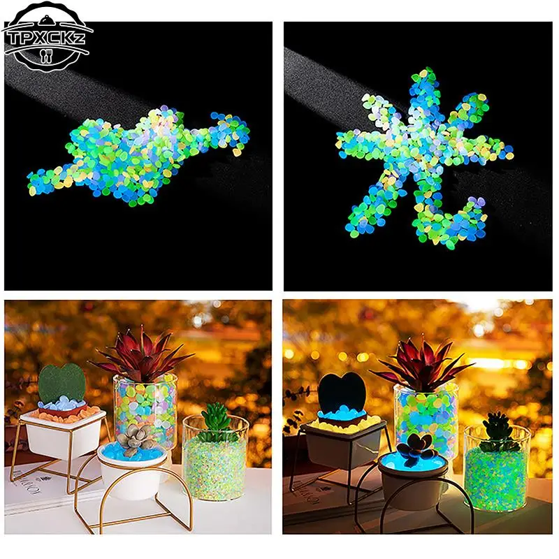 100pcs Garden Decor Luminous Stones Glow In The Dark Decorative Pebbles Outdoor Fish Tank Decoration Aquarium Accessories
