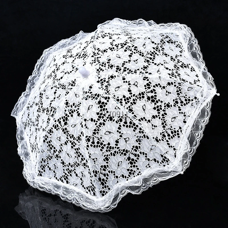 *White Wedding Umbrella, Women Parasol White Lace Umbrella Handmade Photography Prop Umbrella For Wedding Party Decor Stage Perf