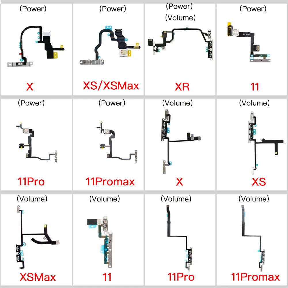 

Volume Power Button Flex Cable For iPhone 11 Pro X XR XS Max With Bracket Replacement