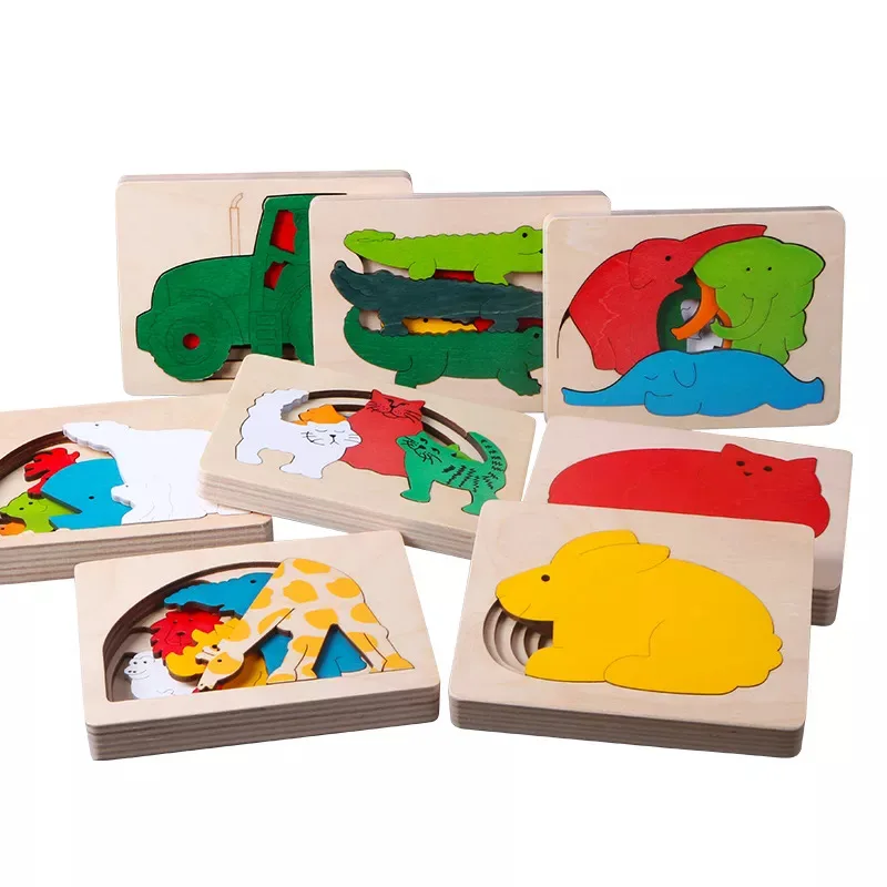 WEMMICKS Animal 3D Puzzle Multilayer Jigsaw Cartoon Puzzle Kids Wooden ...