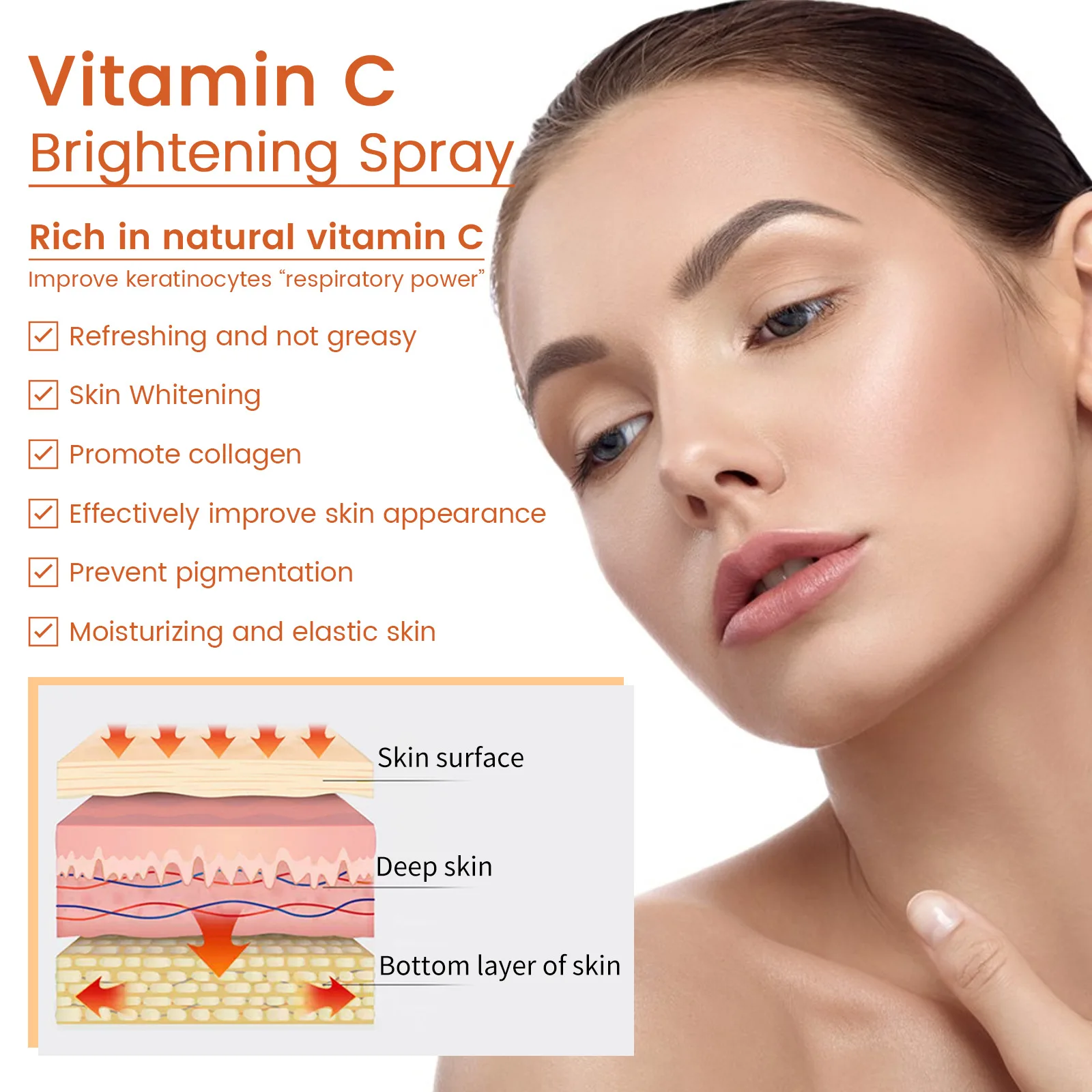 Siero viso sbiancante per lentiggini alla vitamina C Rimuovi le macchie scure Dissolvenza Melasma Anti-età Illumina Tonico idratante all'essenza_voghion.com