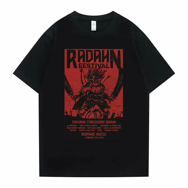 

Radahn Festival Graphic Print T-shirts Men Women Anime Cartoon Style Tshirt Men's Fashion Oversized T Shirt Vintage Streetwear