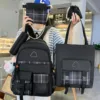 Five Piece Set Bag For Women Large Capacity Campus Backpack Shoulder Bag Small Crossbody Bag Pencil Case Storage Bag Set 1