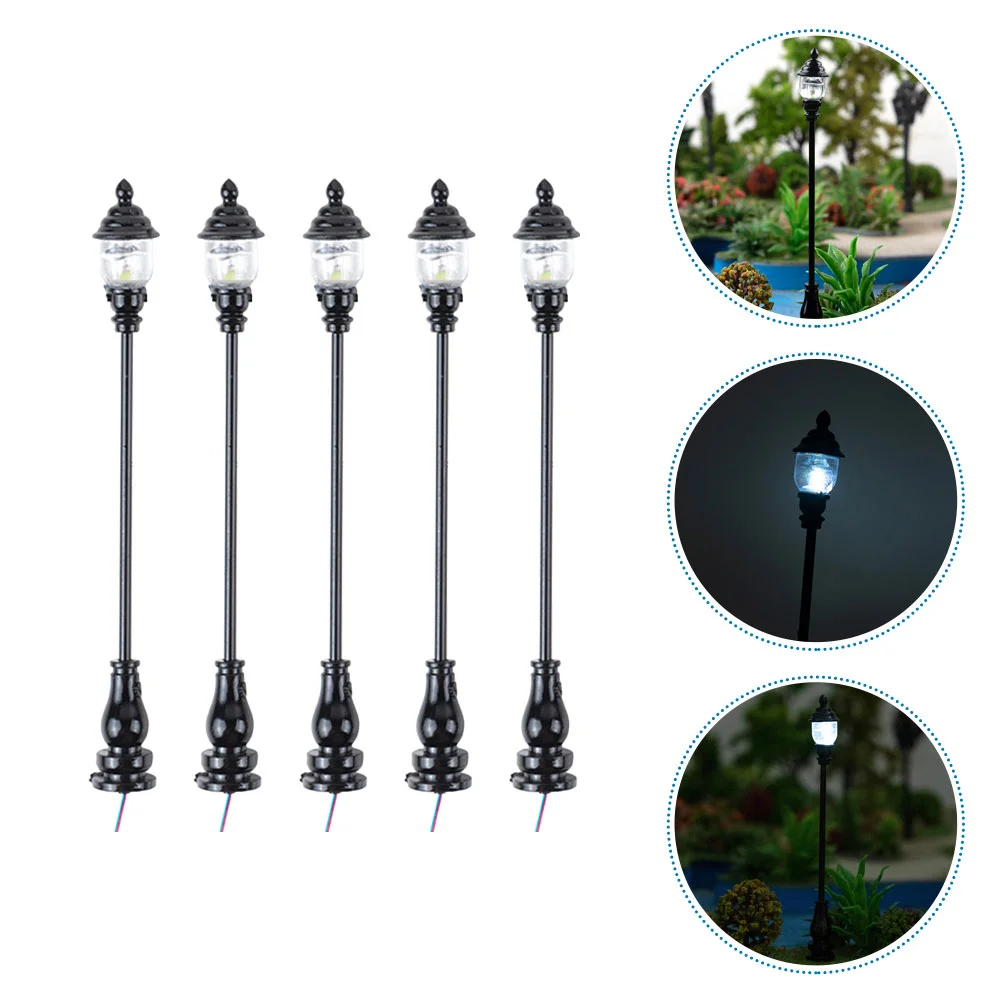 5 Pcs Model Garden Light Park Lamp Miniature Lamppost Street Small Decor Village