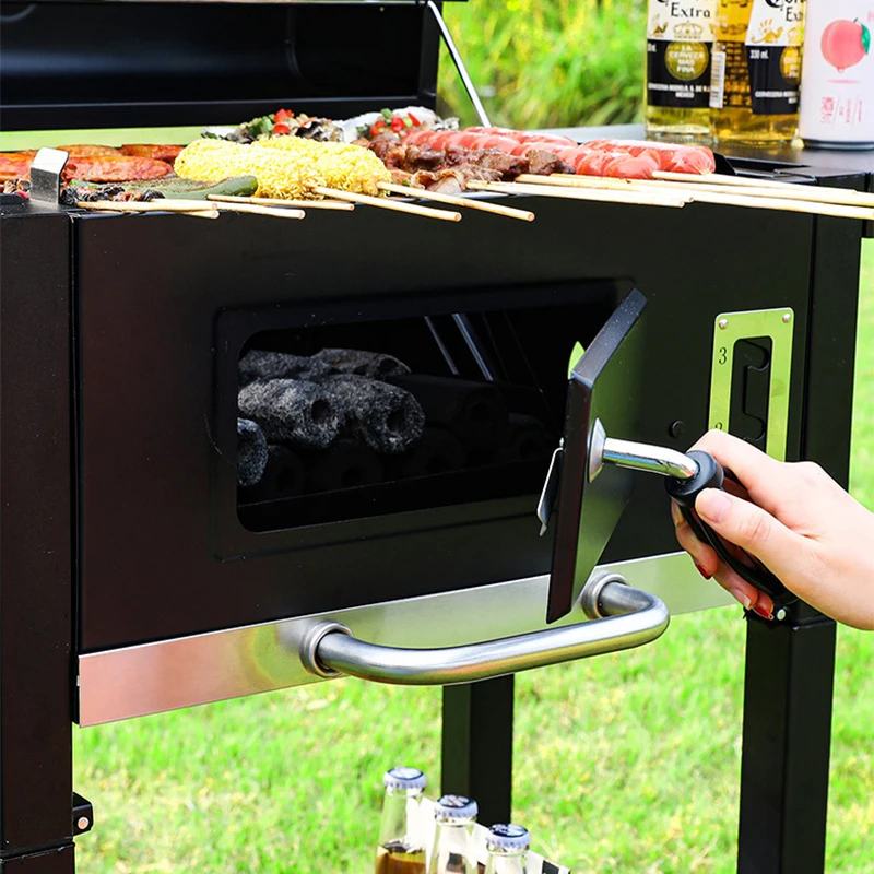 Outdoor Gas Charcoal Grill Barbecue LPG Gas Grill Backyard BBQ Picnic Grill Outdoor Portable Folding Embedded Oven BBQ Camping 4