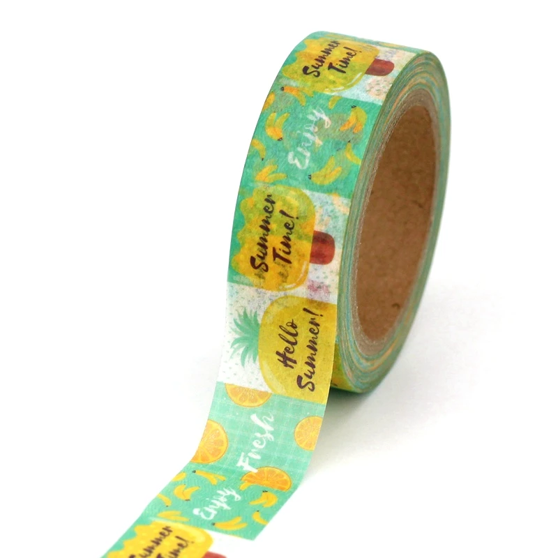 

1PC 10M Decorative Hello Summer Card Banana Pineapple Washi Tape for Journaling Adhesive Masking Tape Papeleria