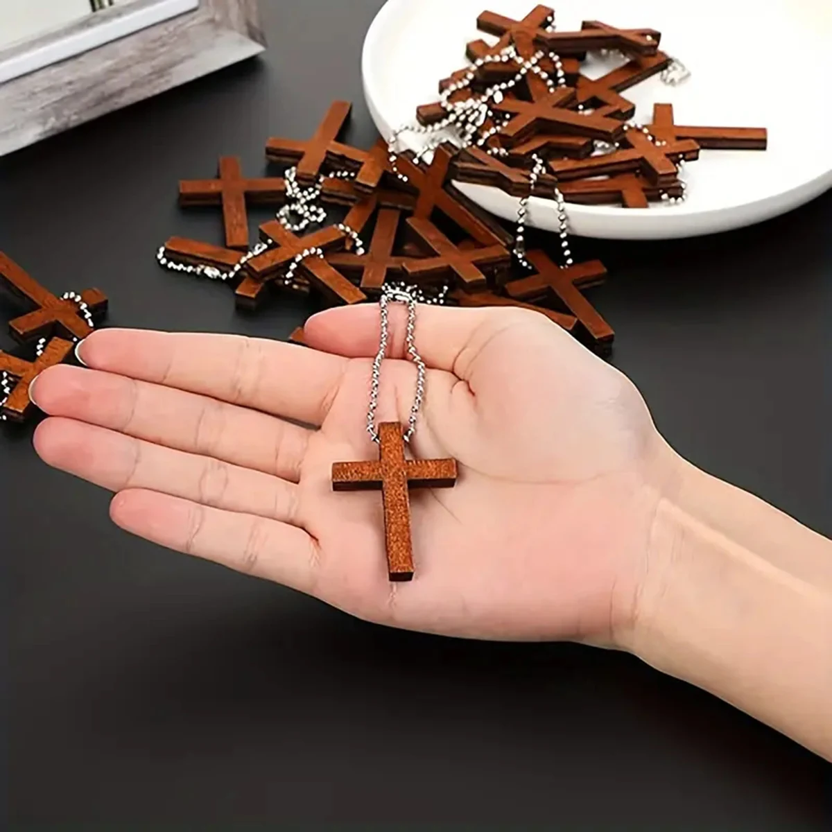 Wooden Cross 10/20/30/40pcs Home Decoration Handmade Christian Cross Pattern Ornamentation