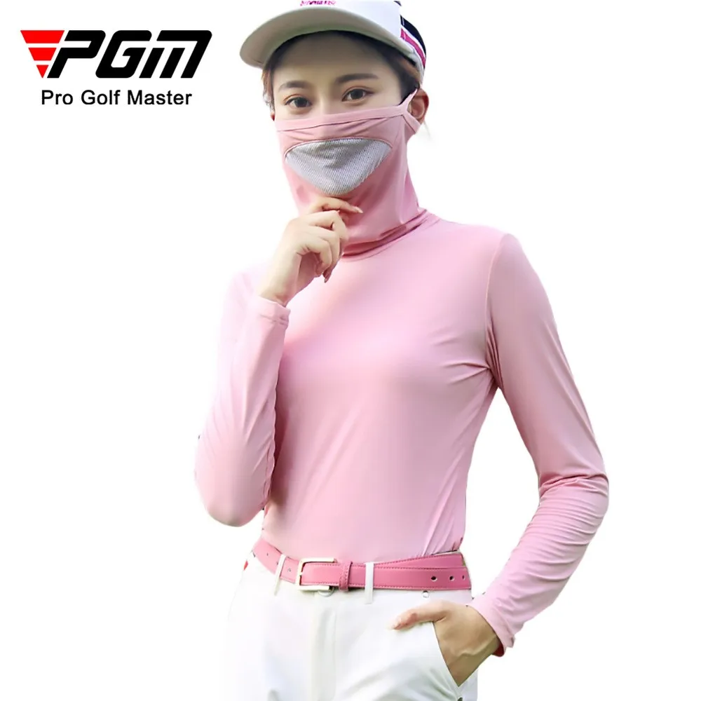 

PGM Golf Womens Sun Protection Underwear Summer Shirt UV Protection Ice Silk Sunscreen mask T-shirt Clothes Golf Apparel