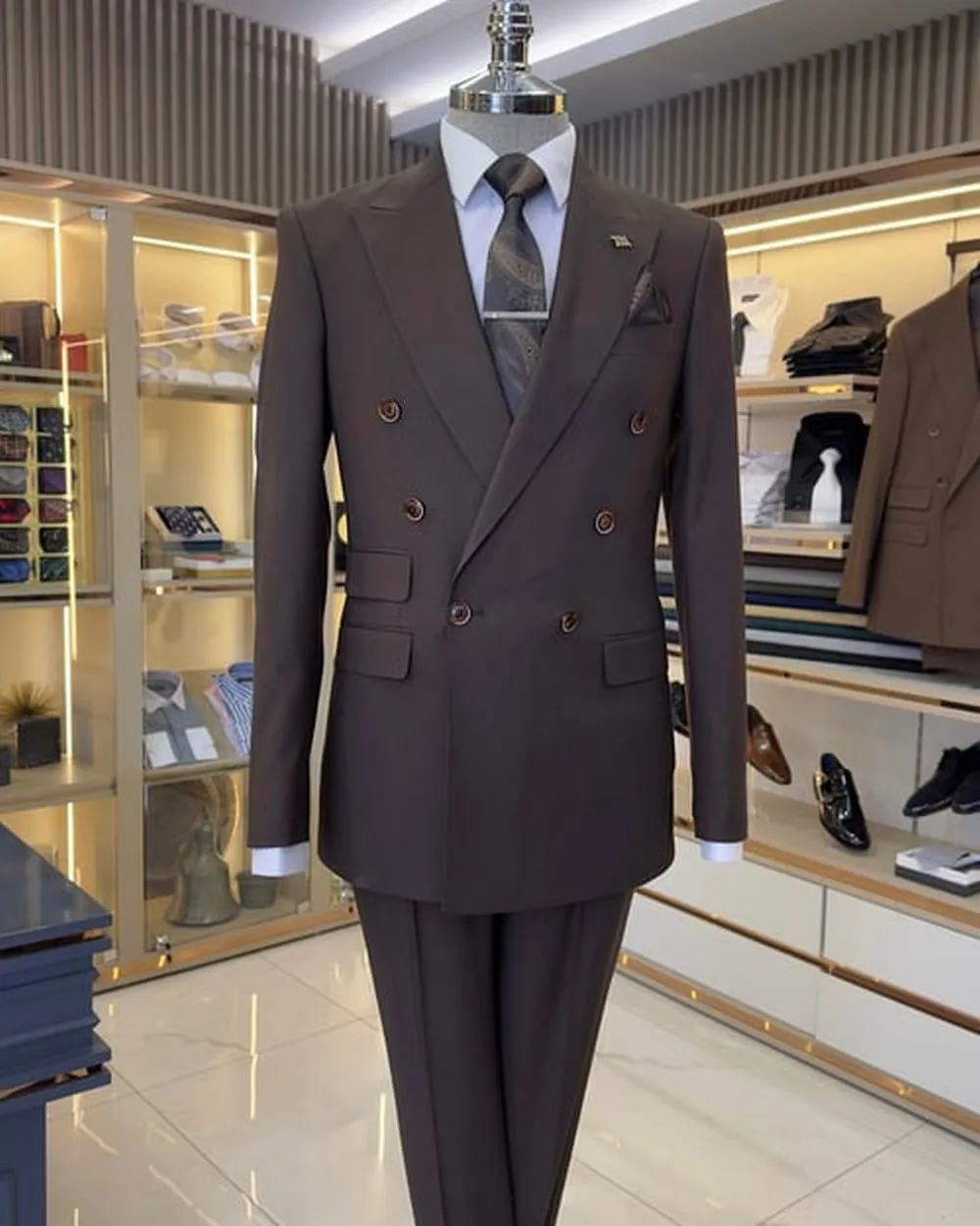 

Brown Slim Fit Men Business Suit Groom Groomsman Prom Wedding Party Formal Occasion Tuxedos 2 Piece Set Jacket And Pants