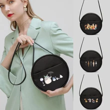 

Street Woman Bag Shoulder Bag Cartoon Animal Print Messenger Bag Commuter Bag Beige Canvas Bag Round Cake Bag Black Dinner Bag