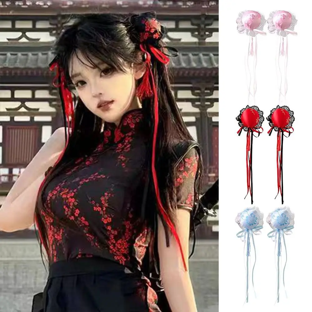 Cute Chinese Style Lolita Headdress Kawaii Handmade Maruko Barrettes Cosplay Traditional Cheongsam Hair Bag Girl