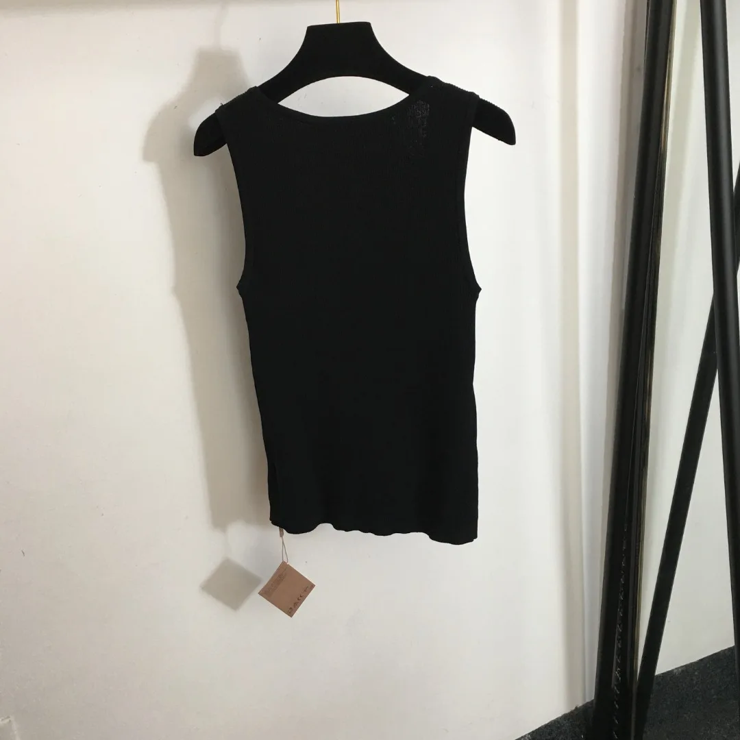 

37-2024 New Fashion Knitted Tank Top Letter Black