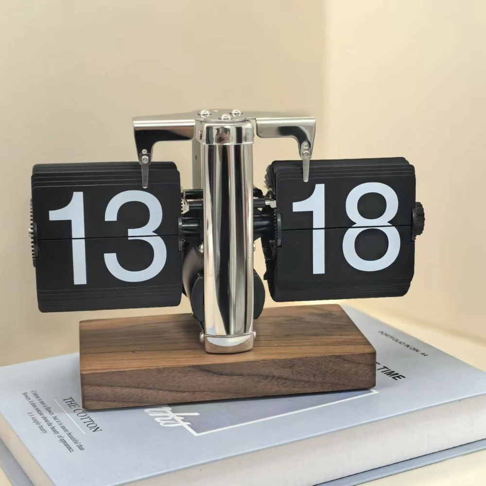 Modern Automatic Page Turning Flip Clock for Home Office Decor Technological Sense Table Clock