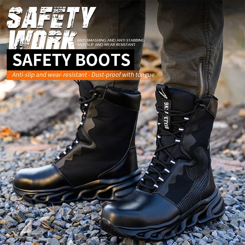 Мужская защитная обувь с металлическим носком, неразрушаемые рабочие ботинки Ryder, рабочие ботинки со стальным носком, водонепроницаемые дышащие кроссовки, 2024
