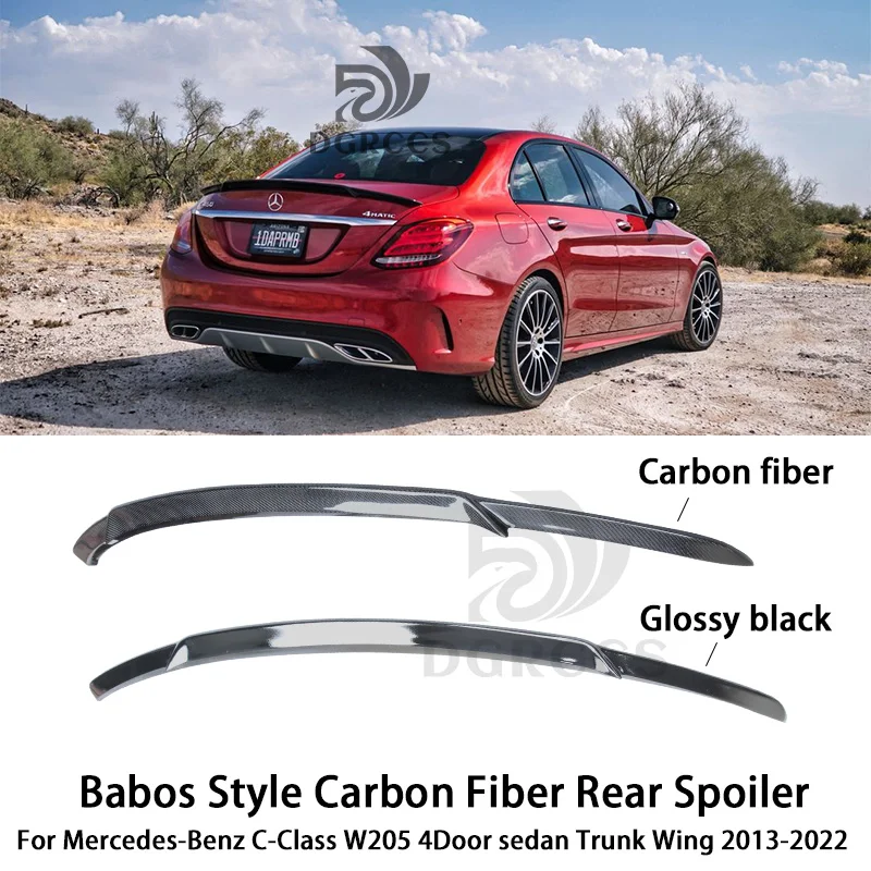 

For Mercedes-Benz C-Class W205 4Door sedan Babos Style Carbon Fiber Rear Spoiler Trunk Wing 2013-2022 Carbon fiber Glossy black