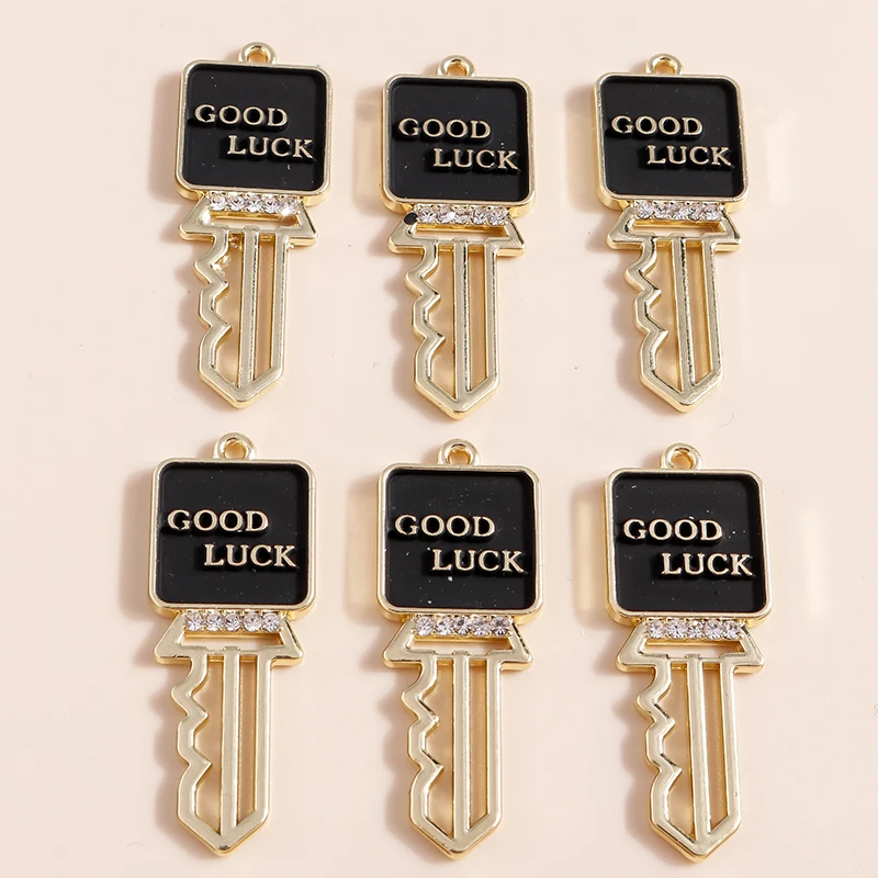 Leslie 4 stücke Marke Design Gold Farbe Glück Schlüssel Charms Anhänger für Frauen Halskette Ohrringe DIY Handgemachten Schmuck Machen