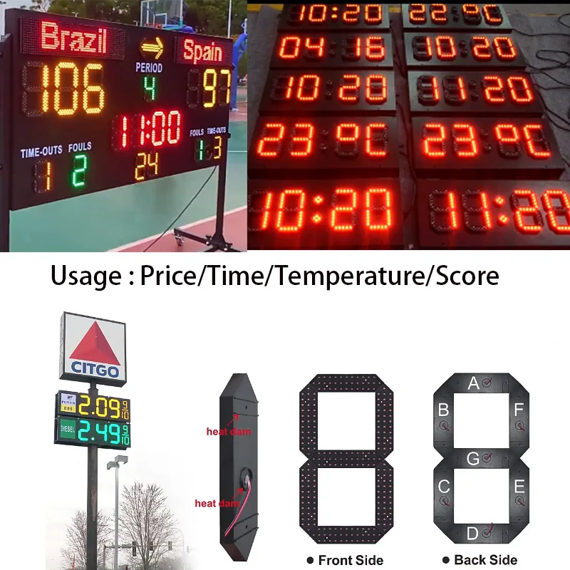 10 Inch 7-Segments LED Number Module,LED Price/Time/Temperature/Score,Small Size LED Display Module