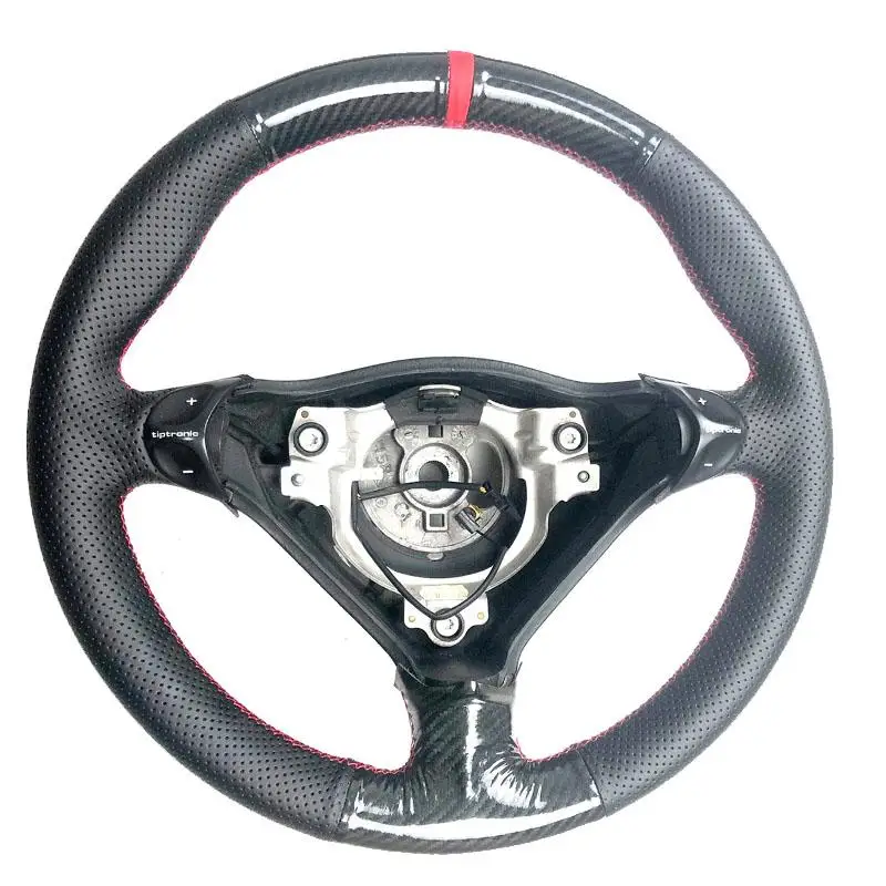 Diy Carbon Fiber Black Leather Car Steering Wheel Cover Handle Cover