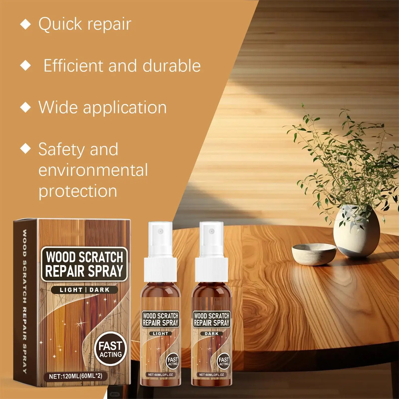 Scratch Remover for Wood Furniture Fast Acting Scratch Repair Spary Floor Polish and Restorer Natural Shine Removes Scratches