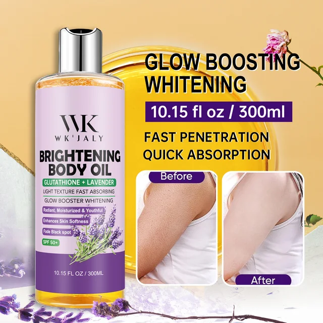 WK JALY Glow Boosting Huile corporelle blanchissante au glutathion et à la lavande, hydratante, pour tous les types de peau, améliore la peau rugueuse, 300 ml 1