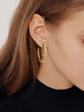  Vnox Women Hoop Earrings, Twisted Hammer Stainless Steel C Shaped Earrings, Cool Boho Minimalist Metal Huggie 