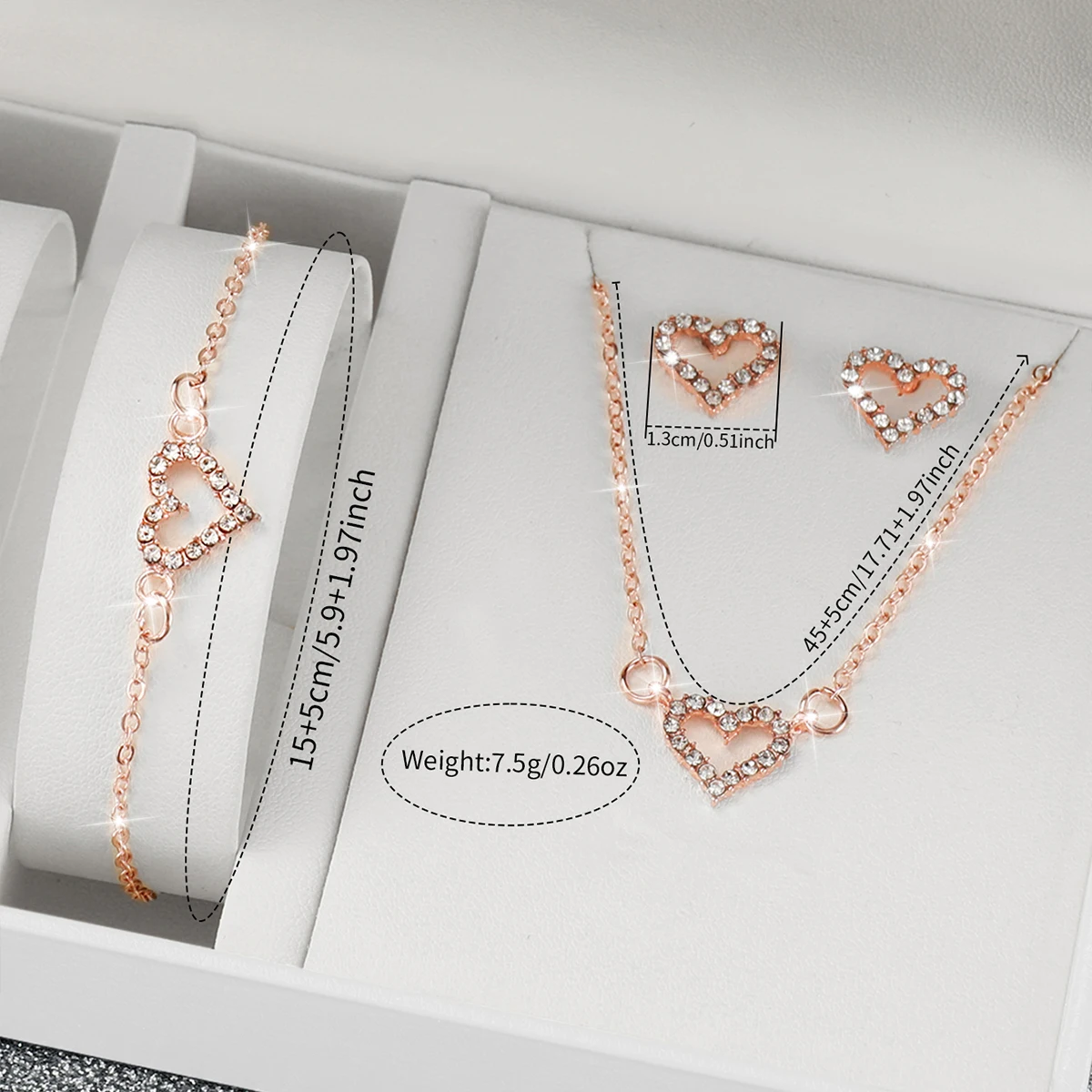 5pcs/set Fashion Women Leather Strap Quartz Watch and Love Heart Jewelry Set 6