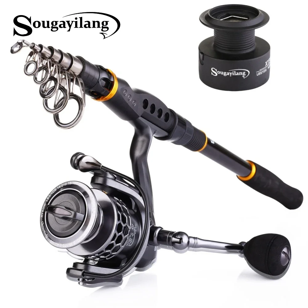Sougayilang Spinning Fishing Rod and Reel Combos Portable Telescopic Fishing  Pole Spinning reels for Travel Saltwater Freshwater Fishing 2.1M/6.89Ft Rod+XY  3000 Reel Fishing Full Kit