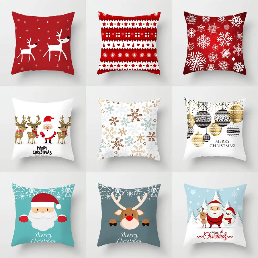 

Christmas Cushion Cover Pillow Case Cartoon Santa Claus Cute Elk Cushion Cover Pillow Case Cover Christmas Decoration Pillowcase