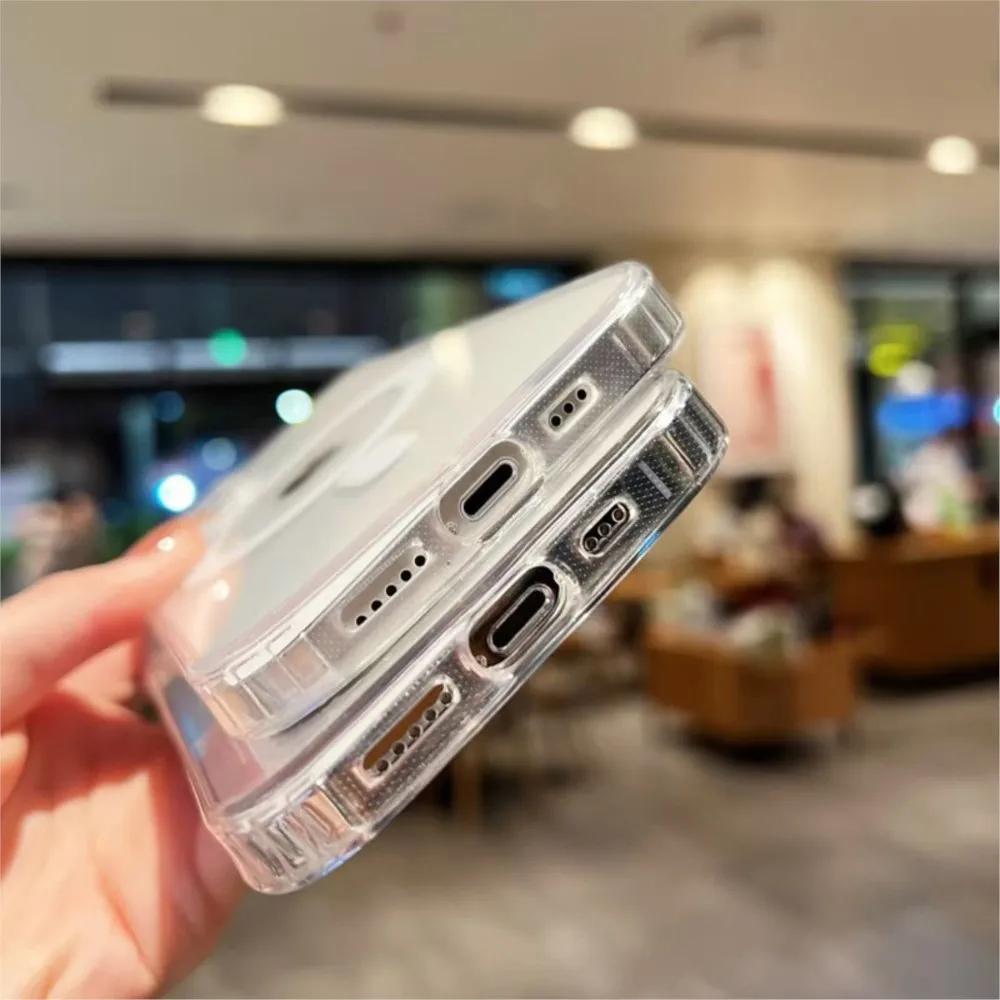 Magnetic Original Clear Case For iPhone 17 16 15 14 Plus 13 12 mini 11 Pro Max 16E 17E Funda For Magsafe Transparent Cover 3