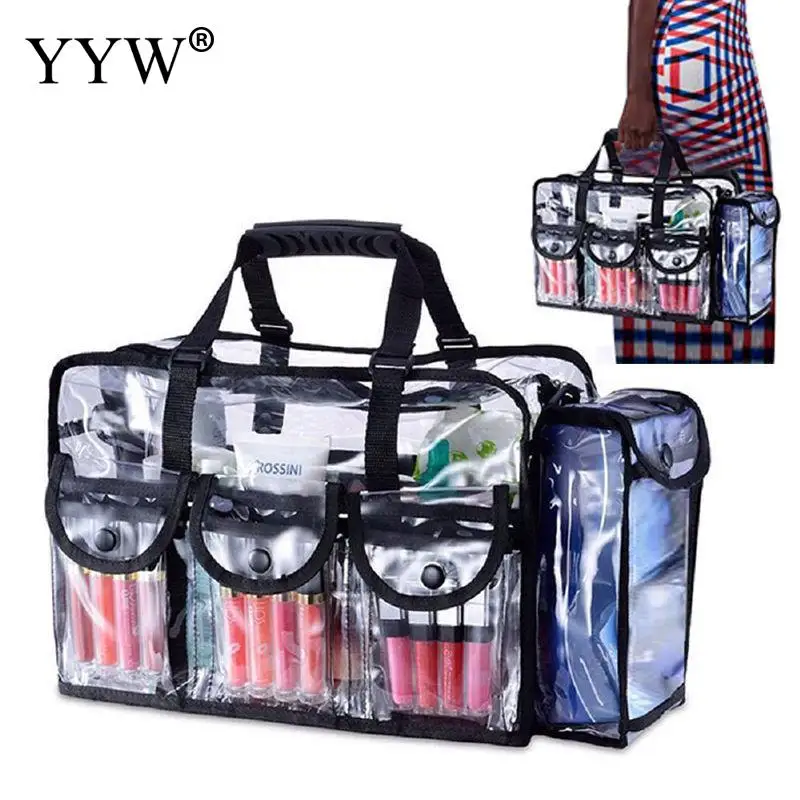 Professional Transparent PVC Makeup Storage Bag Multi Pocket Waterproof Zipper Cosmetic Handbag Lady Travel Toiletry Organizer