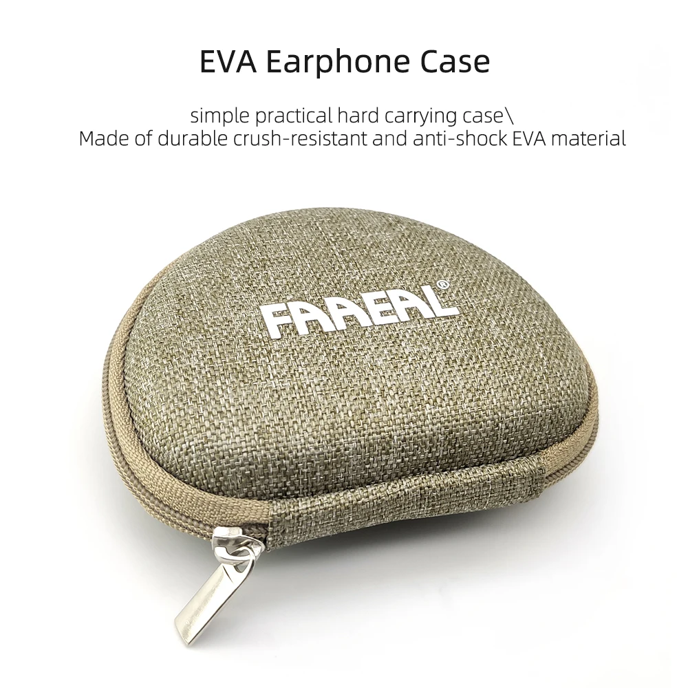 Compact Hard Shell Earphone Storage Pouch with Zipper Closure