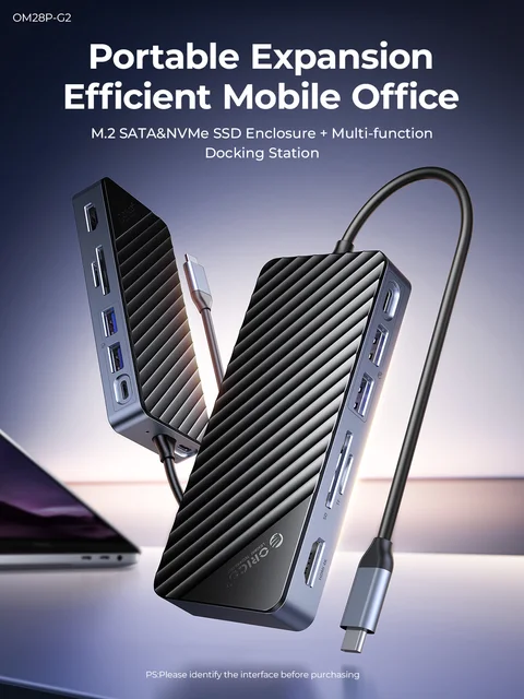 8-in-1 확장성, 고속 데이터 전송, PD100W 충전, NVMe/SATA SSD 인클로저