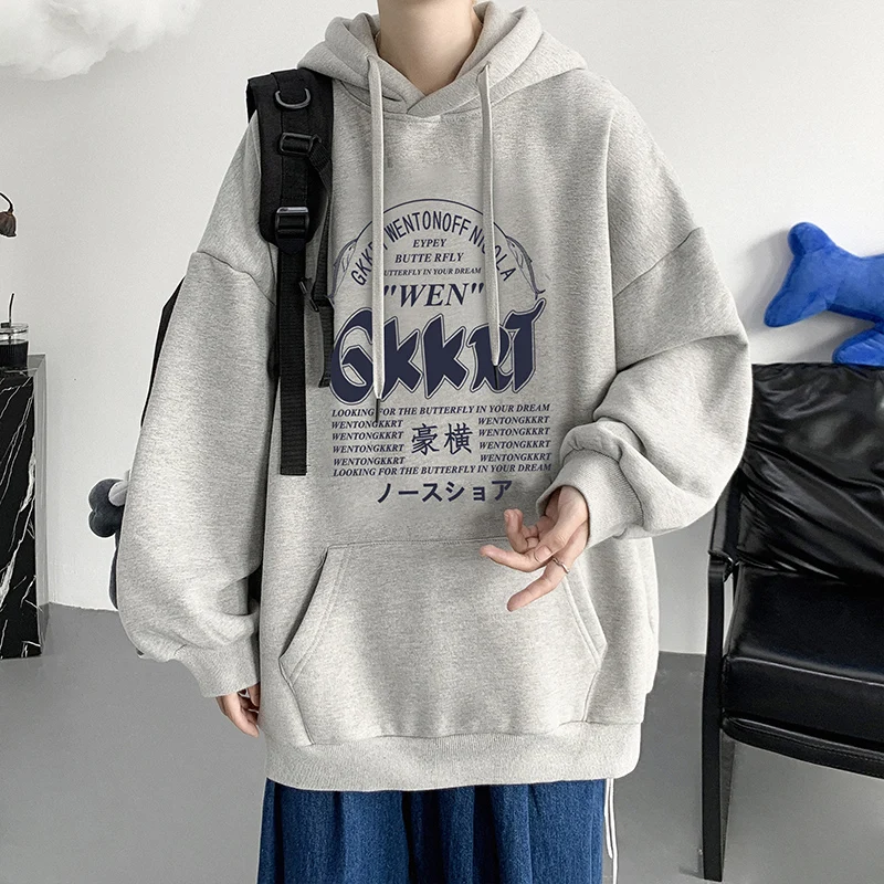 

Retro Autumn Hoodies Men Clothing Fashion Harajuku Y2k Japanese Style Letter Graphic Male Sweatshirts Loose Hip Hop Pullovers