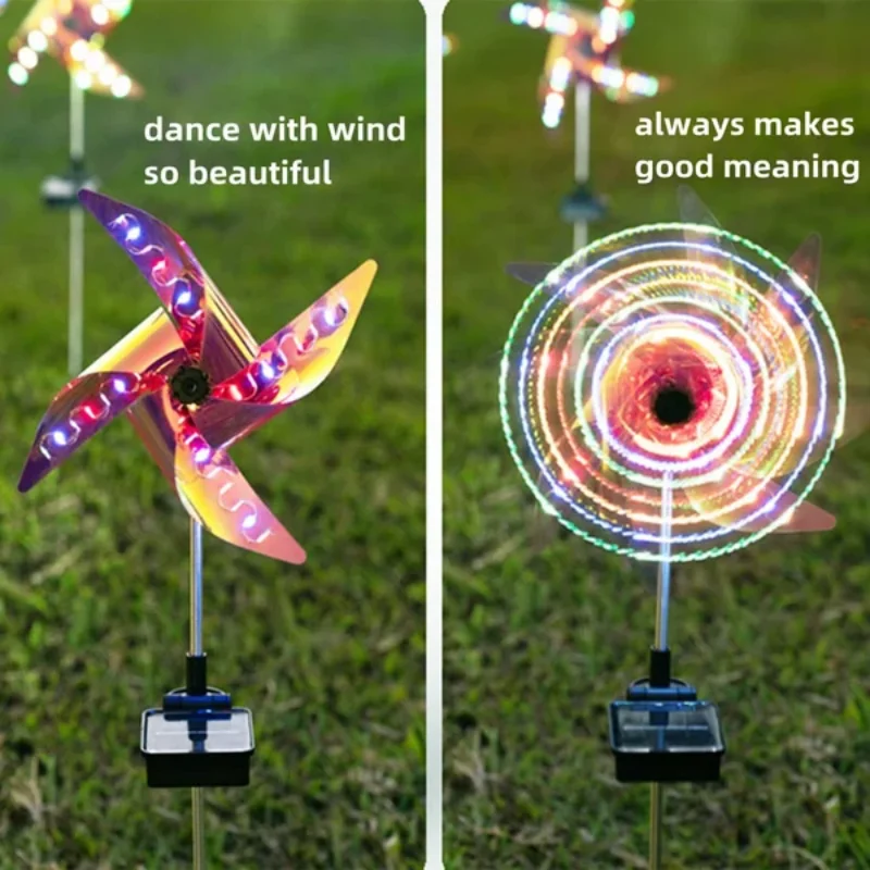 Garden Solar Windmill Light Solar Windmill Colourful Lawn Lamp Outdoor Garden Waterproof LED Light Decoration