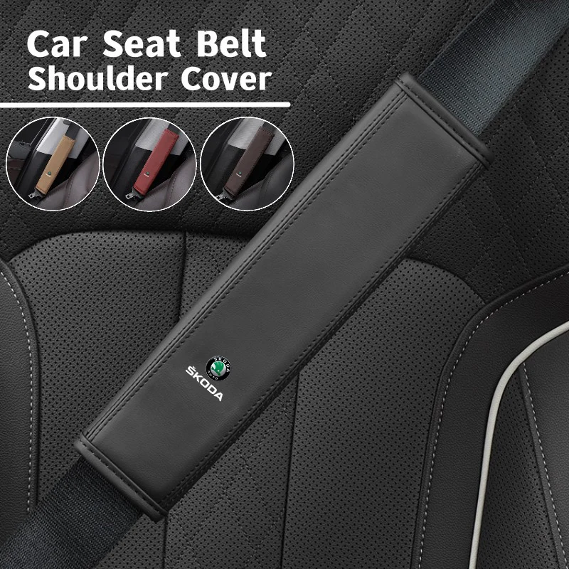 Leathe Car Seat Belt Cover Safety Belt Shoulder Pad Protector For Skoda