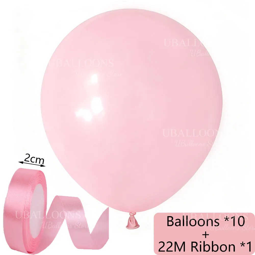 Elegant Pastel Pink Balloon Set with Satin Ribbon - Pack of 10 for Celebrations and Decor