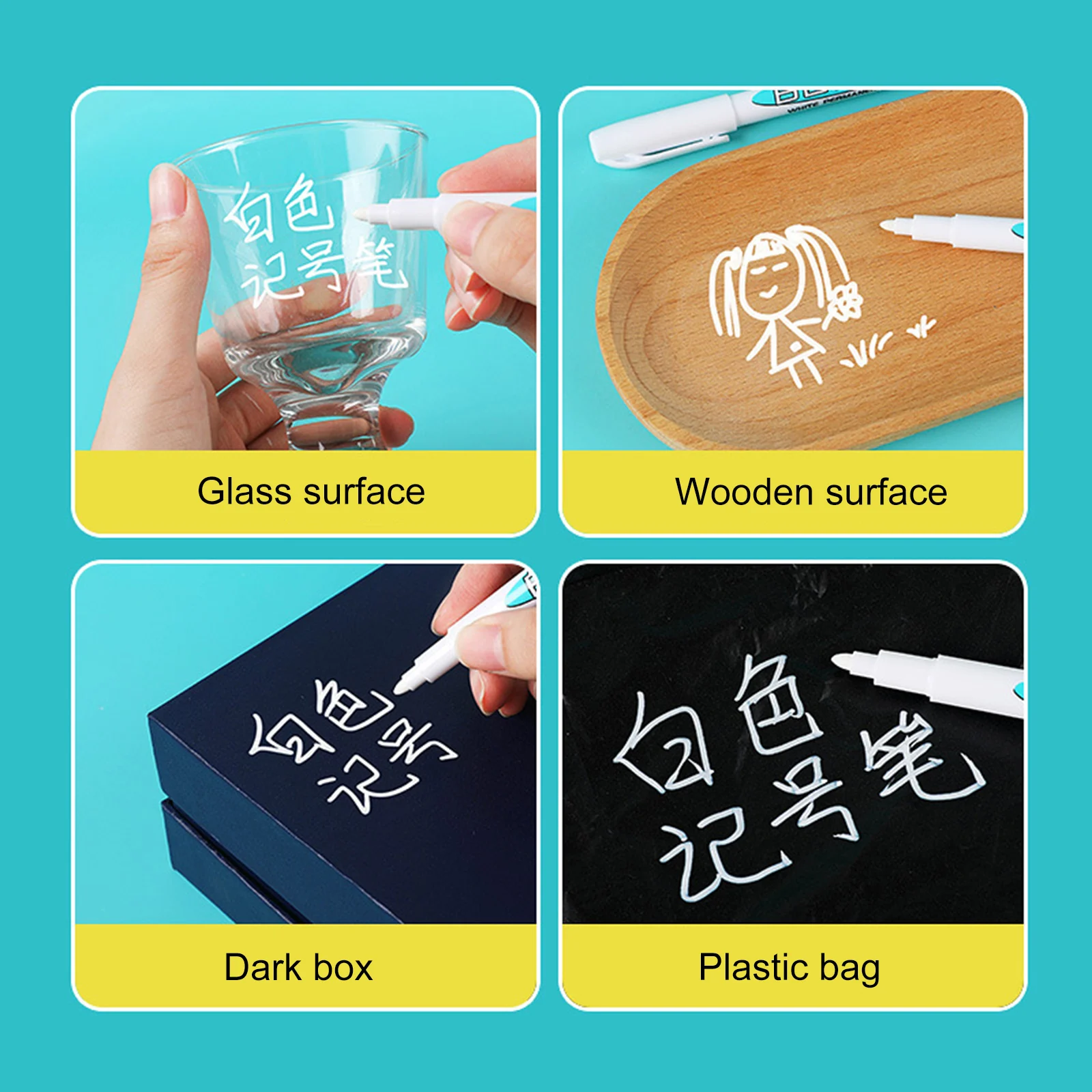 4Pcs 유성 화이트 마커 펜 방수 유성 화이트 그래피티 펜 자동차 타이어 락 페인팅을위한 빠른 건조 화이트 환경 펜