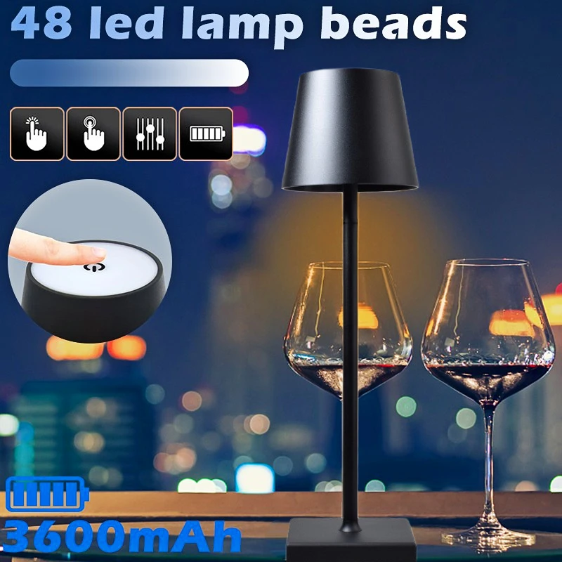 Lampe de table sans fil à intensité variable, lampe de chevet tactile,  aste, protection des yeux, veilleuse, étanche, portable, QueLight, 2  pièces, 1 pièce - AliExpress