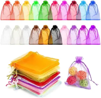 Sacchetti regalo in organza 7x9 cm Piccoli sacchetti per gioielli Borsa per gioielli da sposa Borsa color lavanda per la festa di compleanno Sacchetti a rete per caramelle natalizie 1